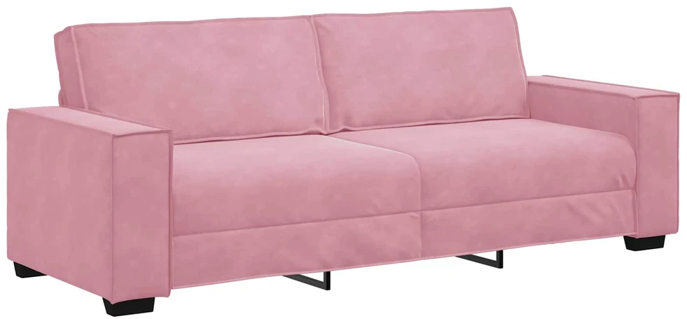 Sofa Dviejų dalių sofos komplektas su pagalvėlėmis, rožinis aksomas