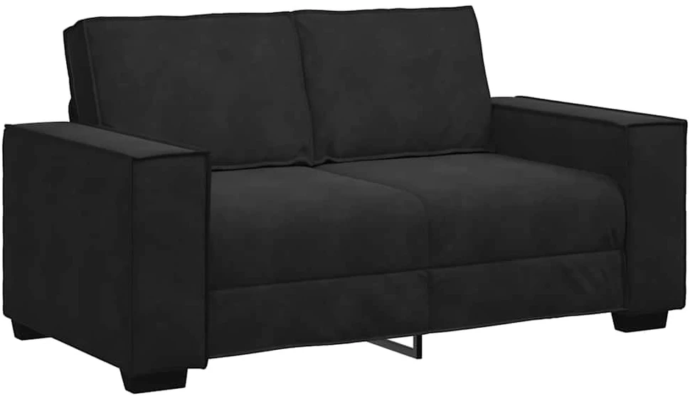 Sofa Dviejų dalių sofos komplektas su pagalvėlėmis, juodas aksomas