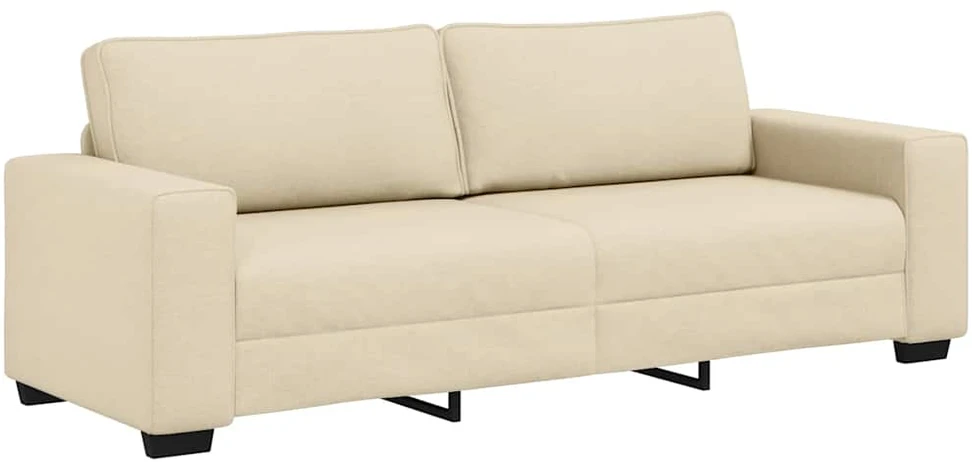Sofa Dviejų dalių sofos komplektas su pagalvėlėmis, kreminės spalvos audinys