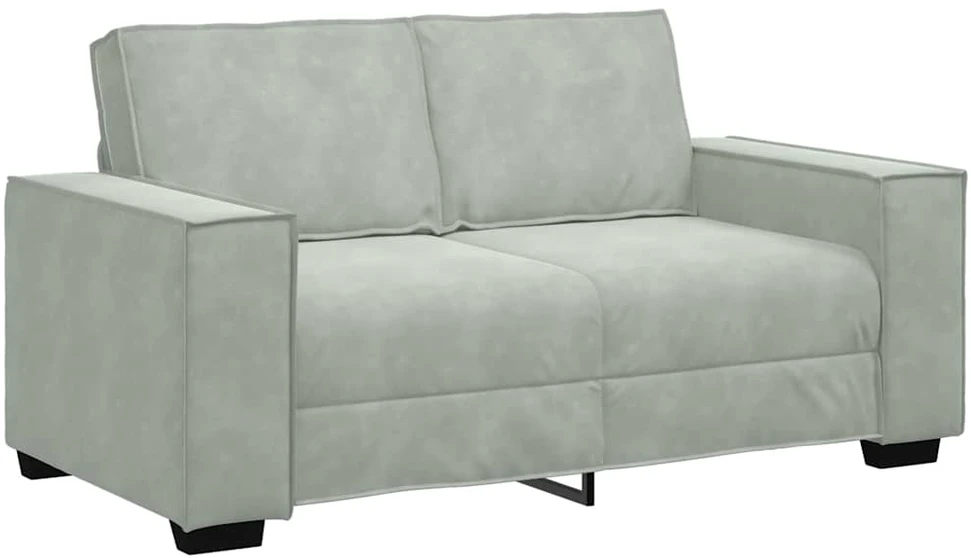 Sofa Dviejų dalių sofos komplektas su pagalvėlėmis, šviesiai pilkas aksomas