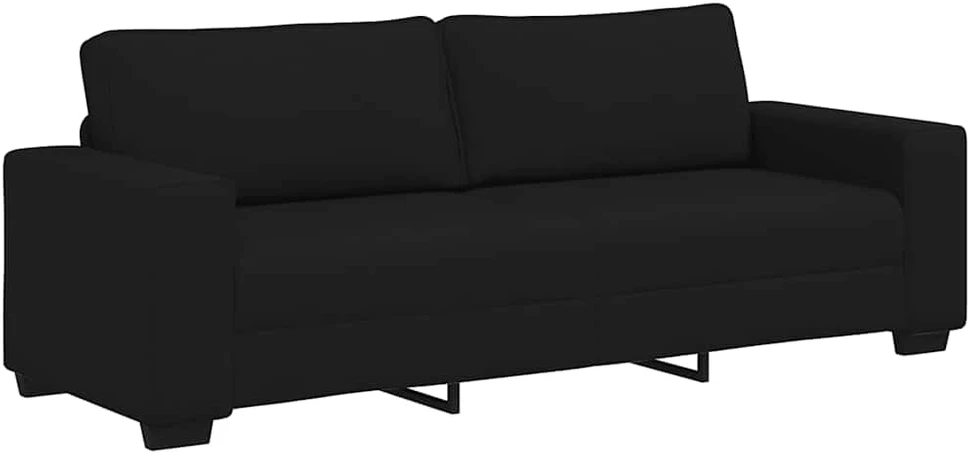 Sofa Dviejų dalių sofos komplektas su pagalvėlėmis, juodas audinys