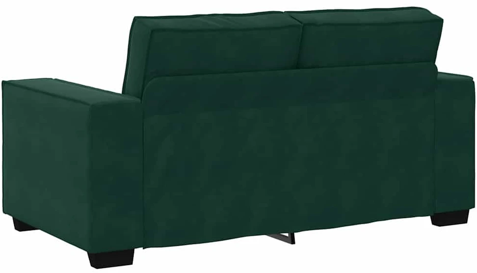Sofa Dviejų dalių sofos komplektas su pagalvėlėmis, tamsiai žalias, aksomas