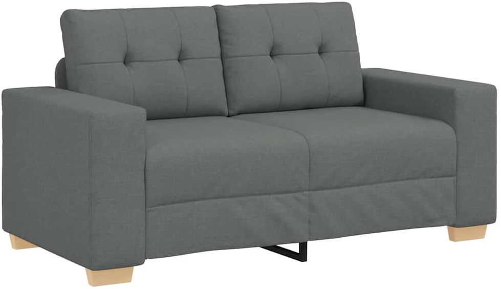 Sofa Dviejų dalių sofos komplektas su pagalvėlėmis, tamsiai pilkas audinys