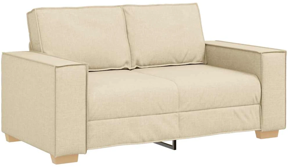 Sofa Dviejų dalių sofos komplektas su pagalvėlėmis, kreminės spalvos audinys