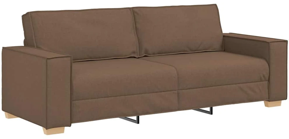 Sofa Dviejų dalių sofos komplektas su pagalvėlėmis, rudas audinys