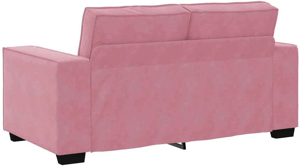 Sofa Dviejų dalių sofos komplektas su pagalvėlėmis, rožinis aksomas