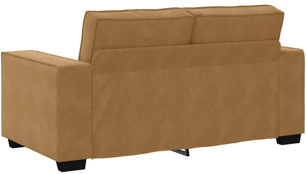 Sofa Dviejų dalių sofos komplektas su pagalvėlėmis, rudas aksomas