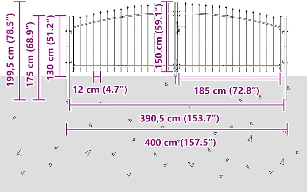 Dviejų durų vartai WOERDEN 400 x 199,5 cm Plienas Užrakintas