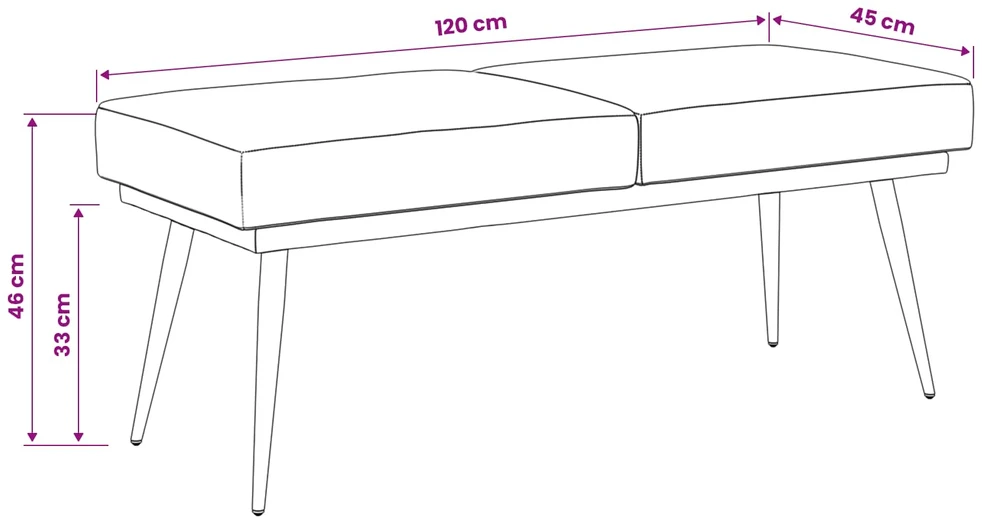 Dviejų sluoksnių suolas Rožinė 120 x 45 x 46 cm Aksomas