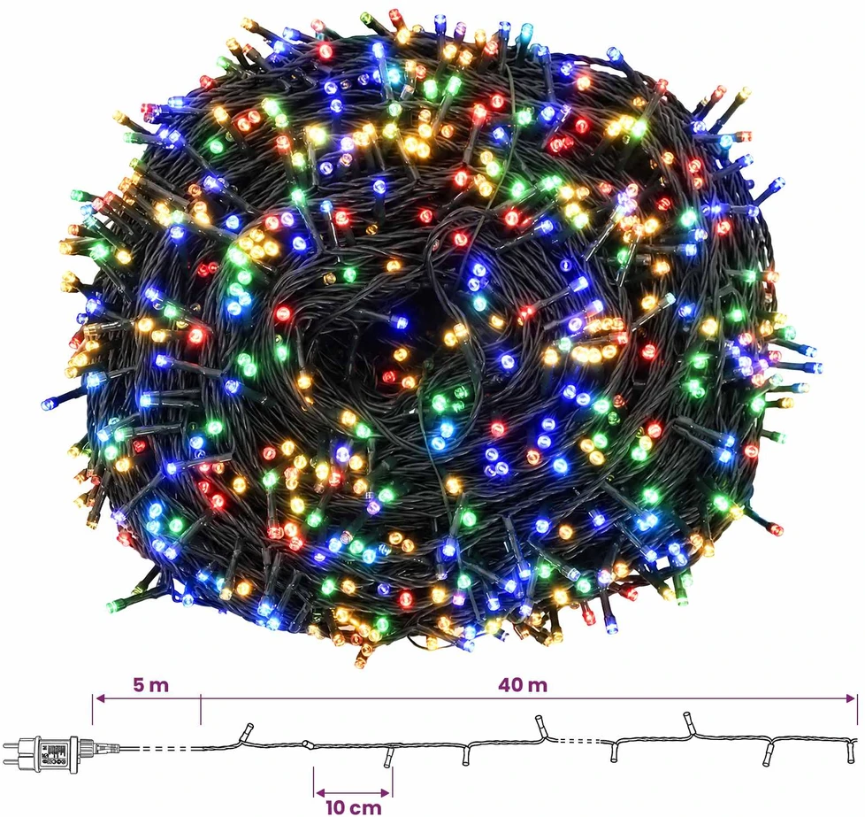 Dviejų spalvų režimo kalėdinės girliandos 400 LED