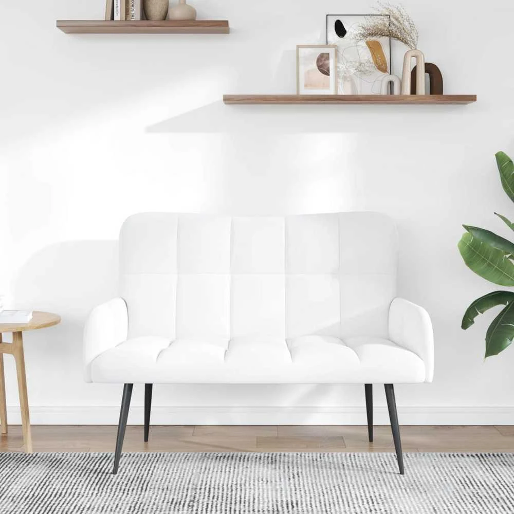 Dvitaškė sofa Balta 115 x 61 x 87 cm Audinys