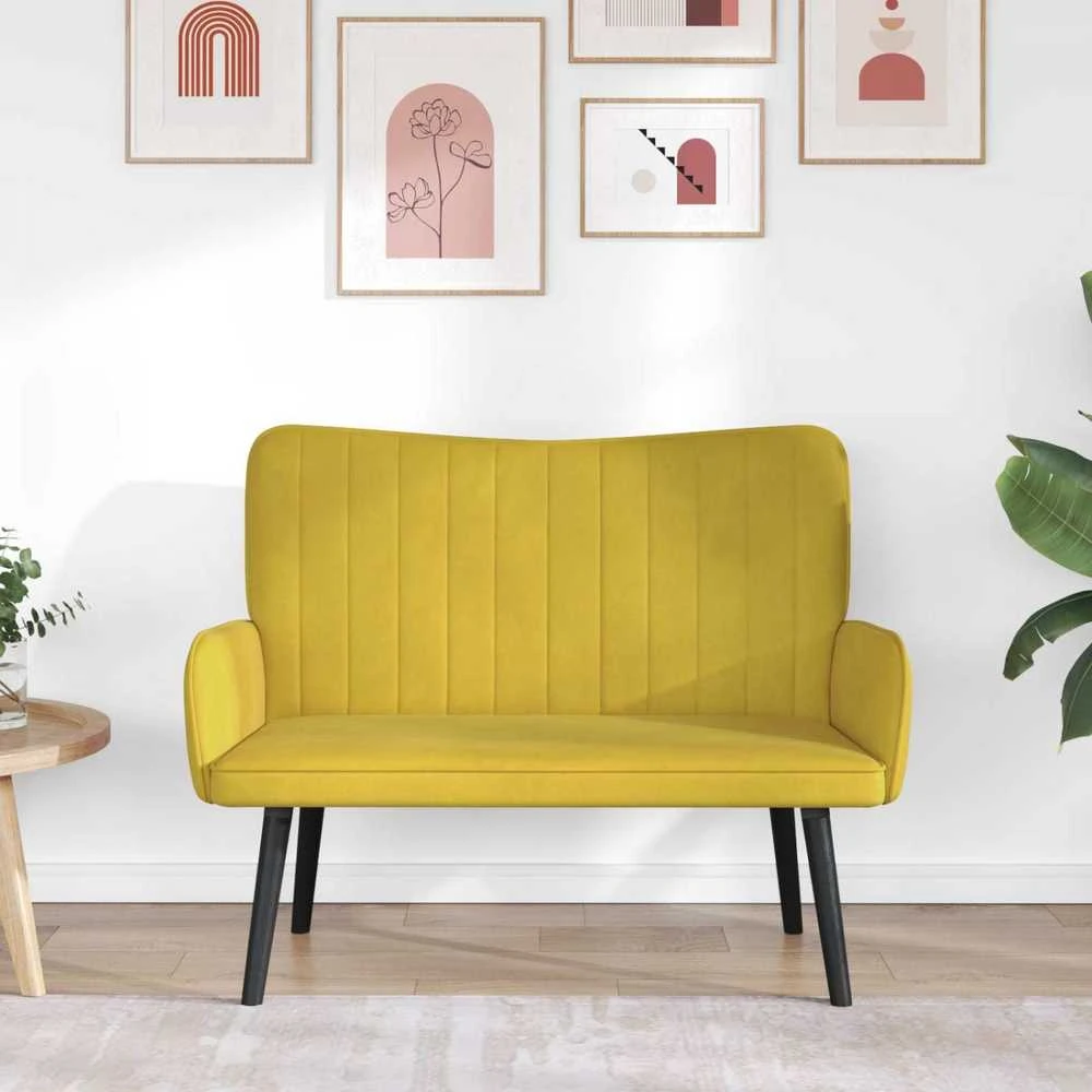 Dvitaškė sofa Geltona 115 x 61 x 87 cm Aksomas