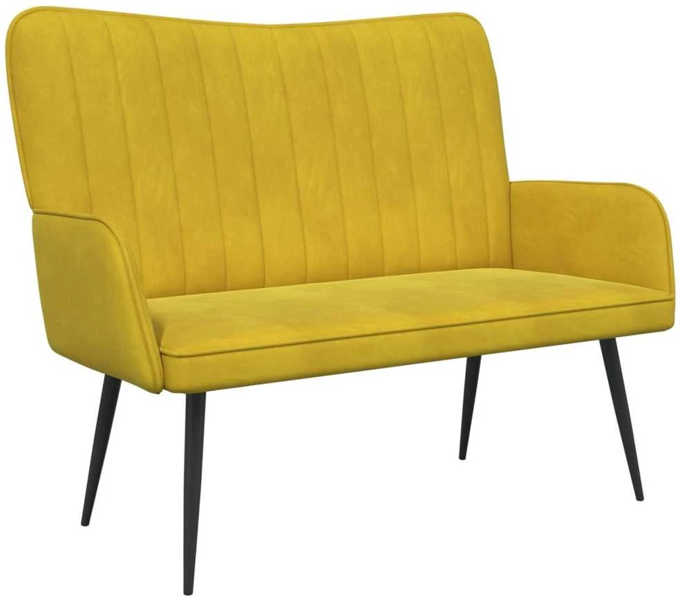 Dvitaškė sofa Geltona 115 x 61 x 87 cm Aksomas