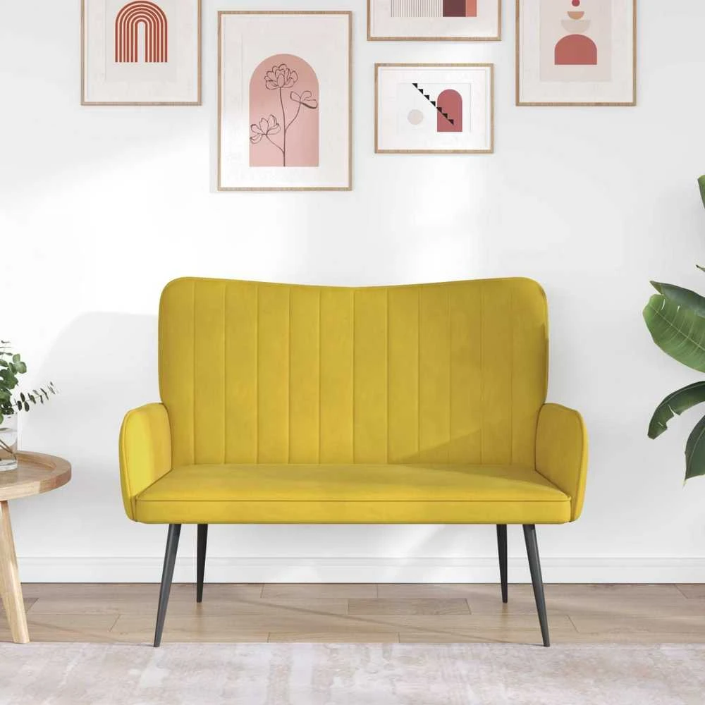 Dvitaškė sofa Geltona 115 x 61 x 87 cm Aksomas