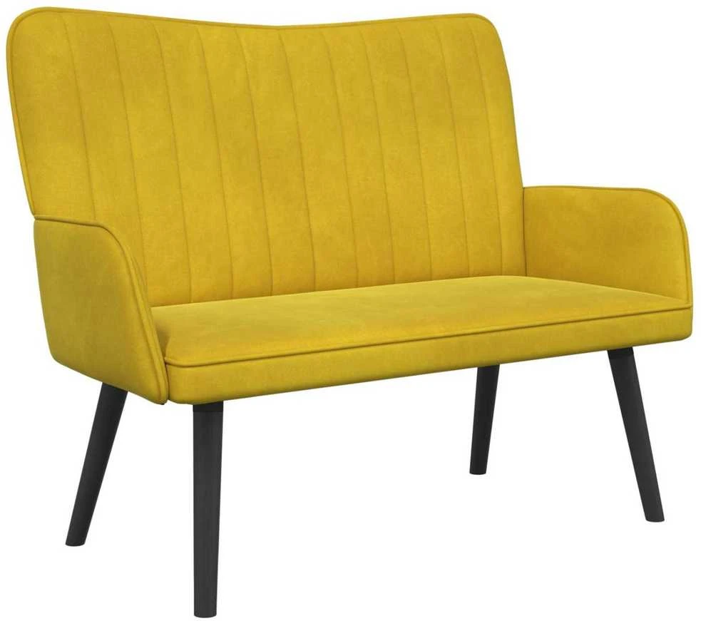 Dvitaškė sofa Geltona 115 x 61 x 87 cm Aksomas