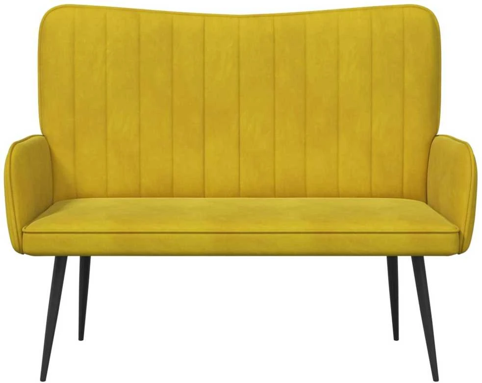 Dvitaškė sofa Geltona 115 x 61 x 87 cm Aksomas