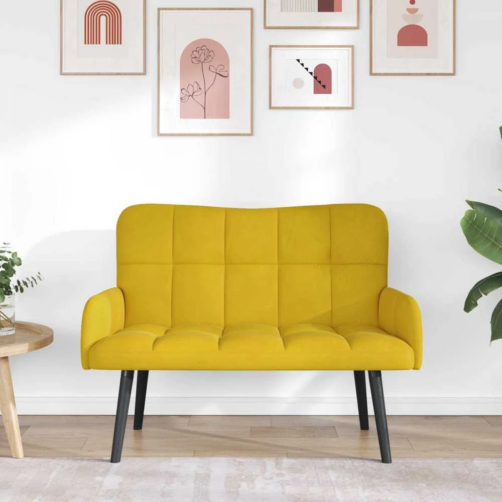 Dvitaškė sofa Geltona 115 x 61 x 87 cm Aksomas