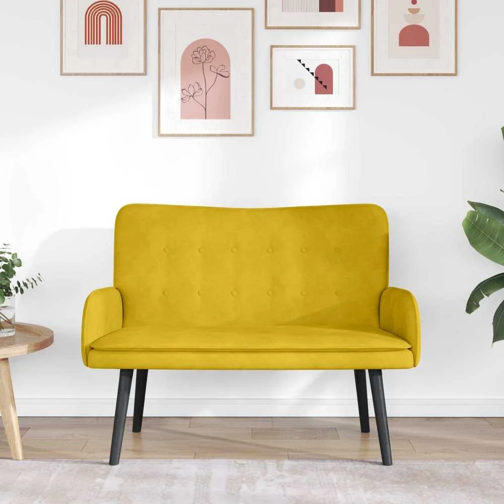 Dvitaškė sofa Geltona 115 x 61 x 87 cm Aksomas