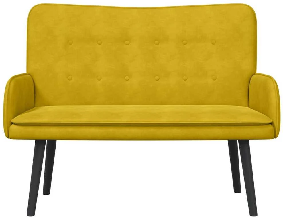 Dvitaškė sofa Geltona 115 x 61 x 87 cm Aksomas