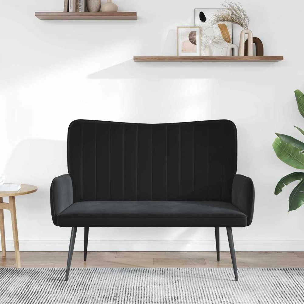 Dvitaškė sofa Juoda 115 x 61 x 87 cm Aksomas