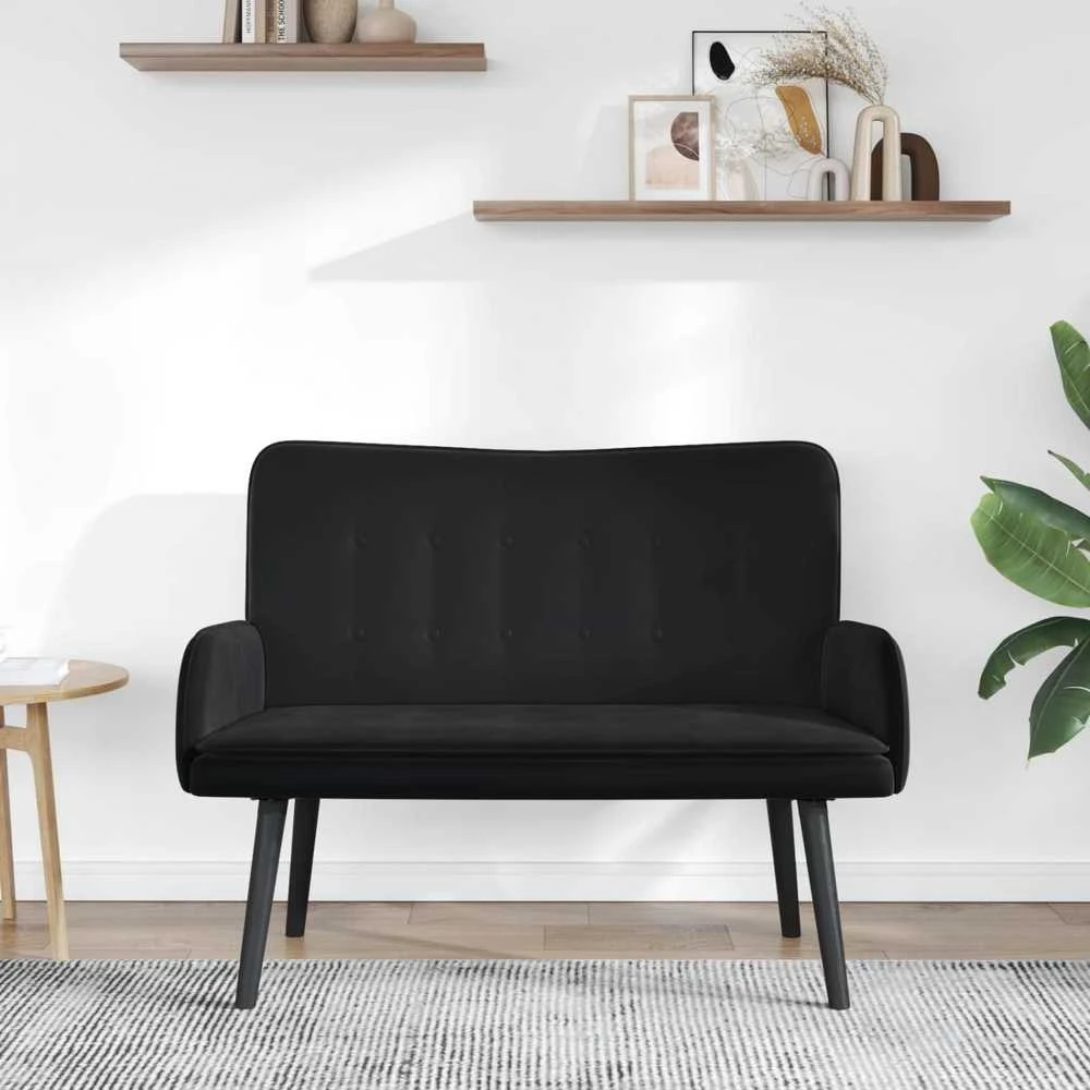 Dvitaškė sofa Juoda 115 x 61 x 87 cm Aksomas