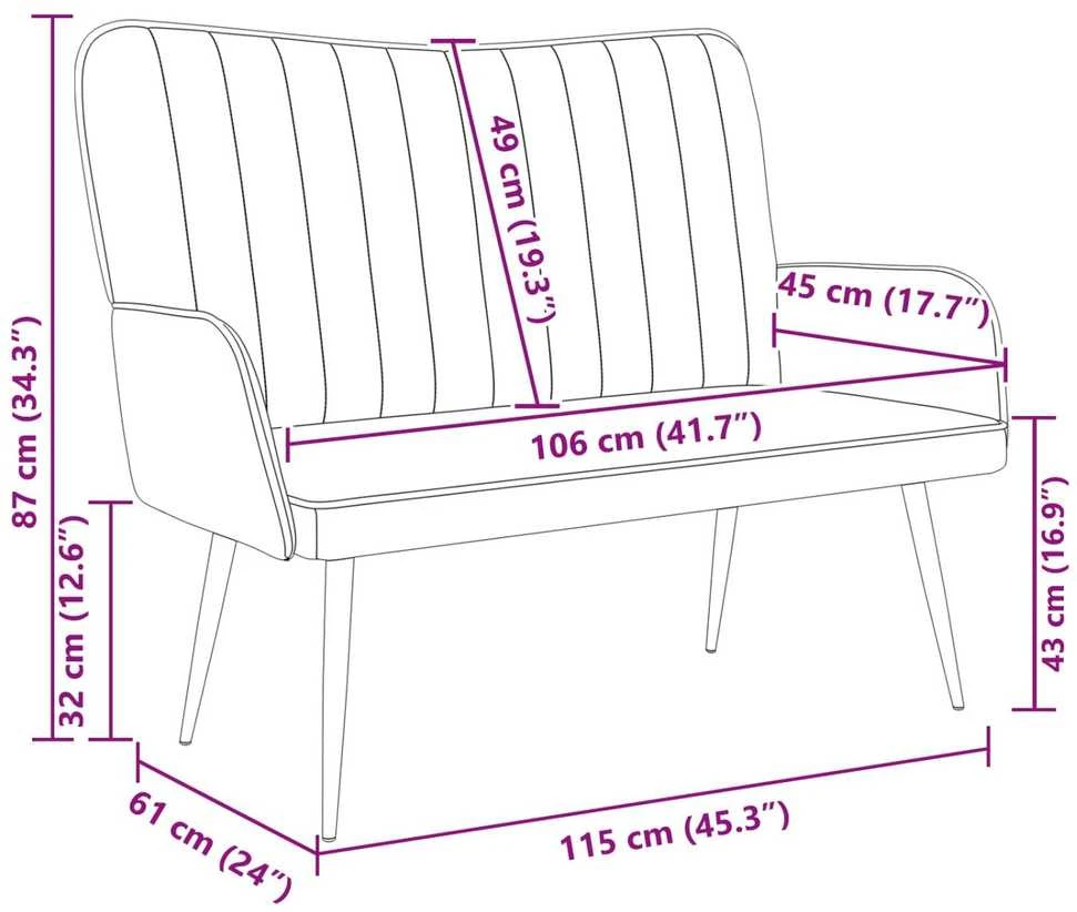 Dvitaškė sofa Juoda 115 x 61 x 87 cm Aksomas