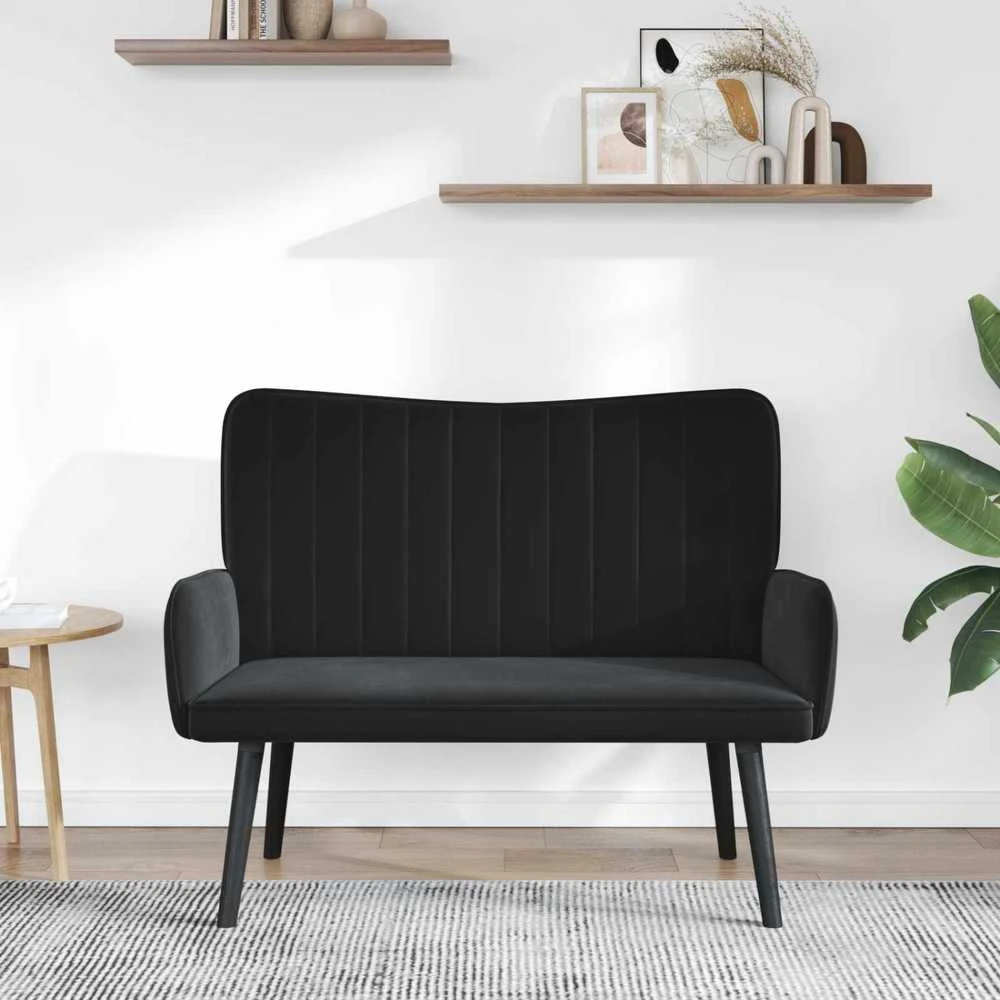 Dvitaškė sofa Juoda 115 x 61 x 87 cm Aksomas