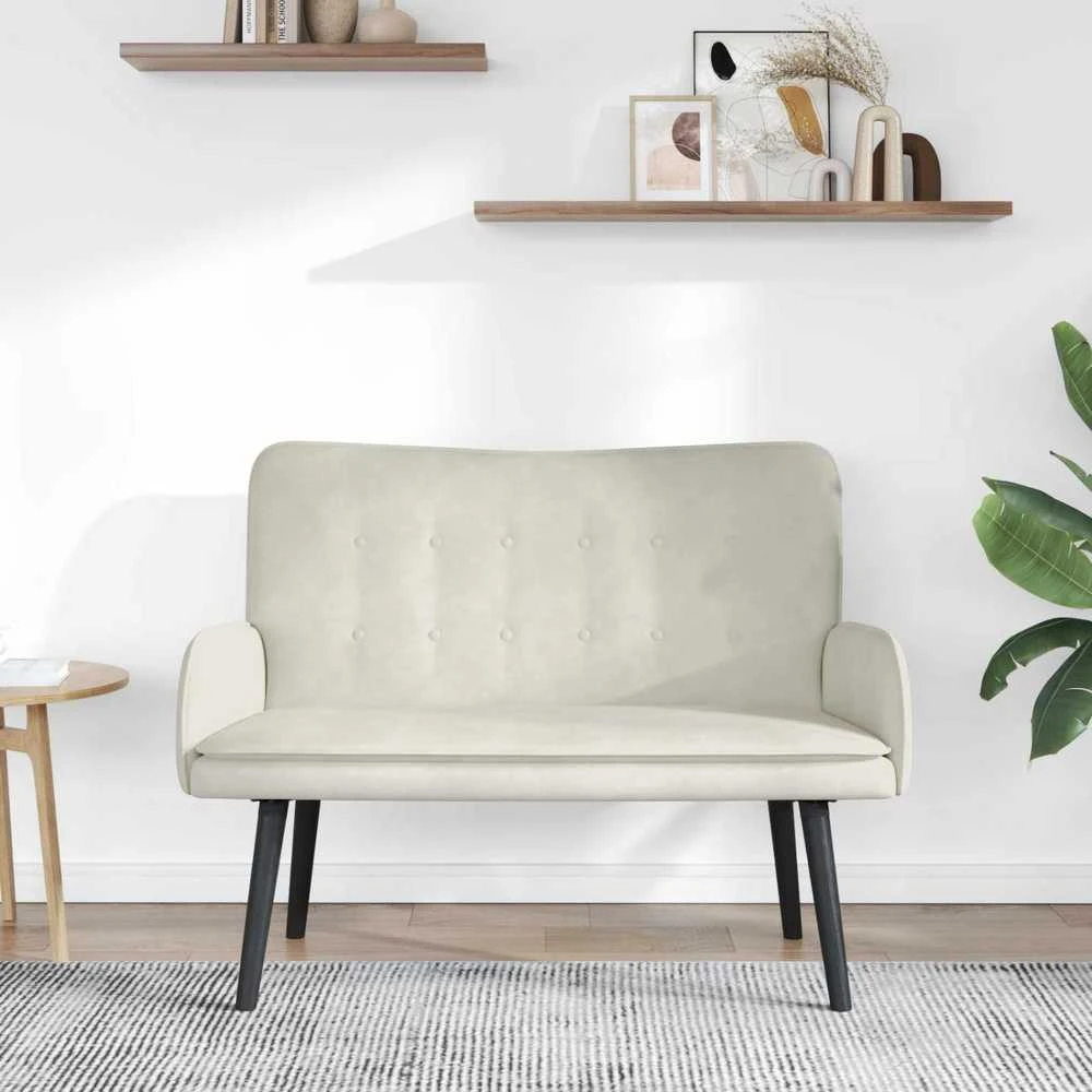 Dvitaškė sofa Kreminė 115 x 61 x 87 cm Aksomas