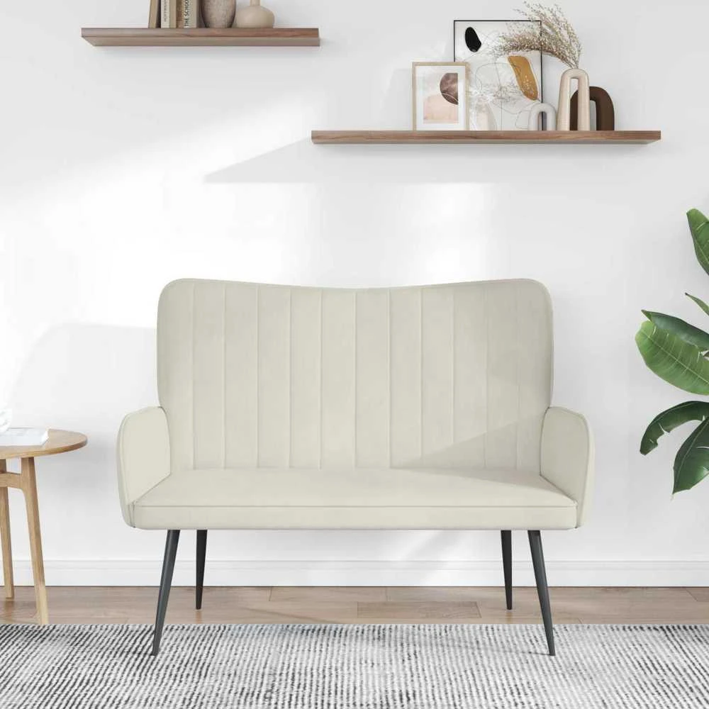 Dvitaškė sofa Kreminė 115 x 61 x 87 cm Aksomas