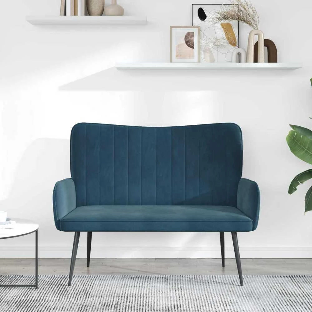 Dvitaškė sofa Mėlyna 115 x 61 x 87 cm Aksomas