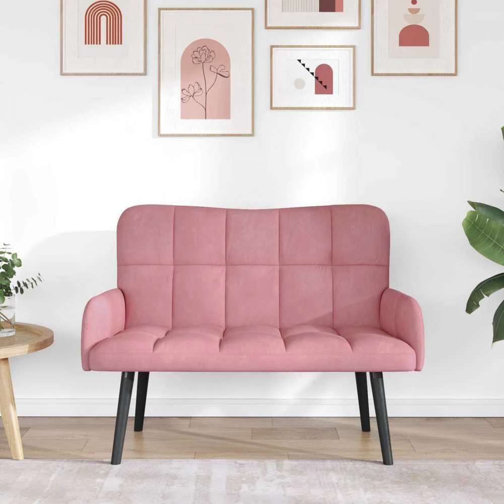 Dvitaškė sofa Rožinė 115 x 61 x 87 cm Aksomas