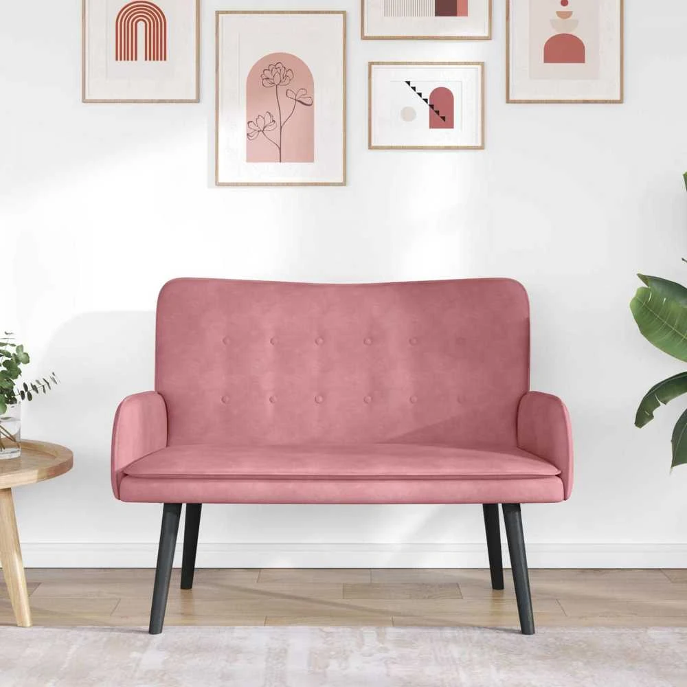Dvitaškė sofa Rožinė 115 x 61 x 87 cm Aksomas
