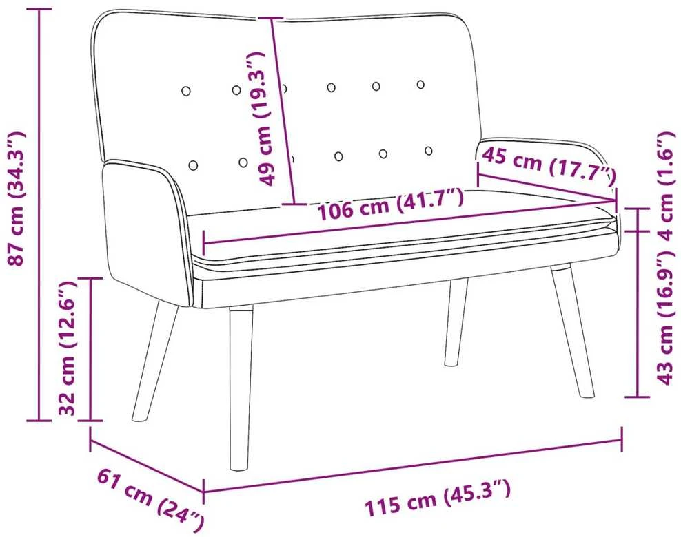 Dvitaškė sofa Rožinė 115 x 61 x 87 cm Aksomas