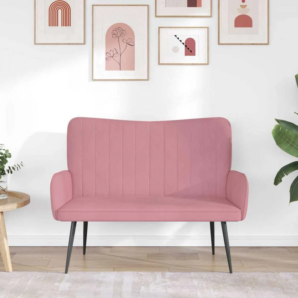 Dvitaškė sofa Rožinė 115 x 61 x 87 cm Aksomas