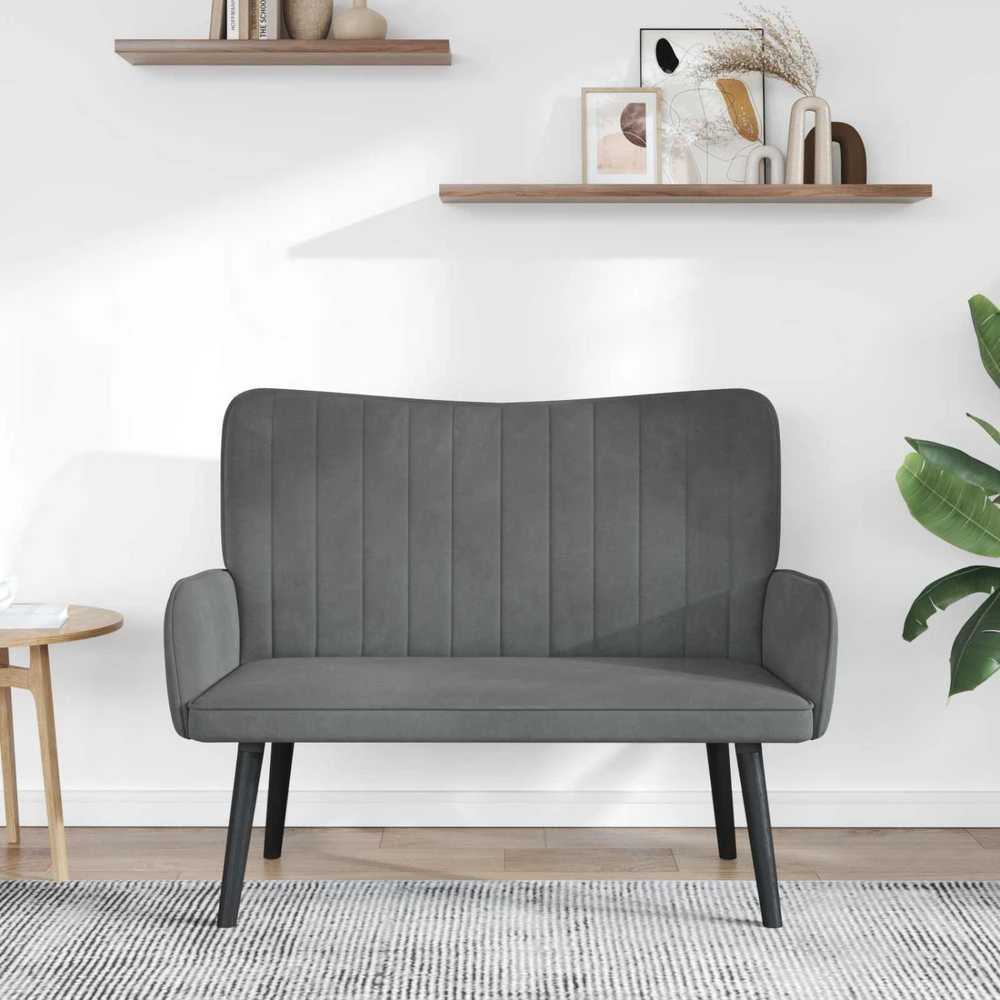 Dvitaškė sofa Tamsiai pilka 115 x 61 x 87 cm Aksomas