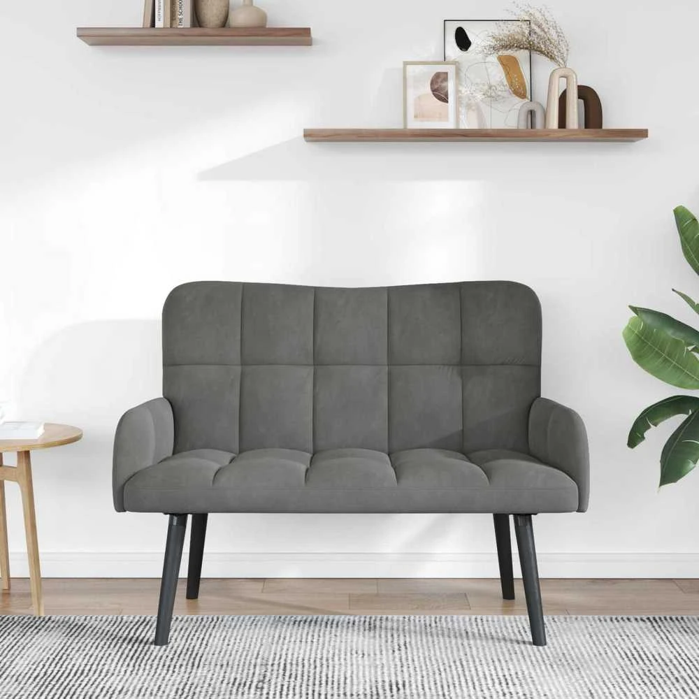 Dvitaškė sofa Tamsiai pilka 115 x 61 x 87 cm Aksomas