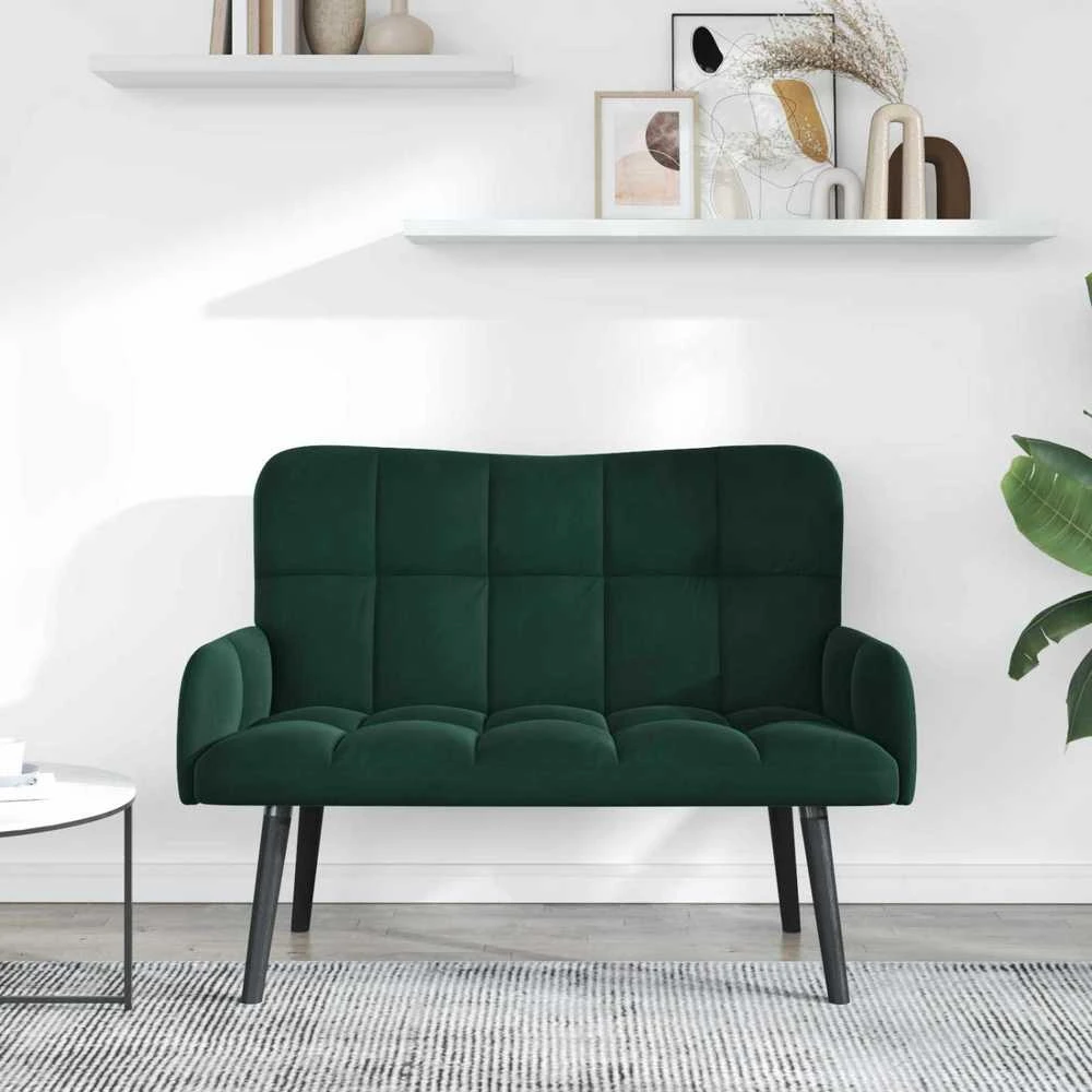Dvitaškė sofa Tamsiai žalia 115 x 61 x 87 cm Aksomas