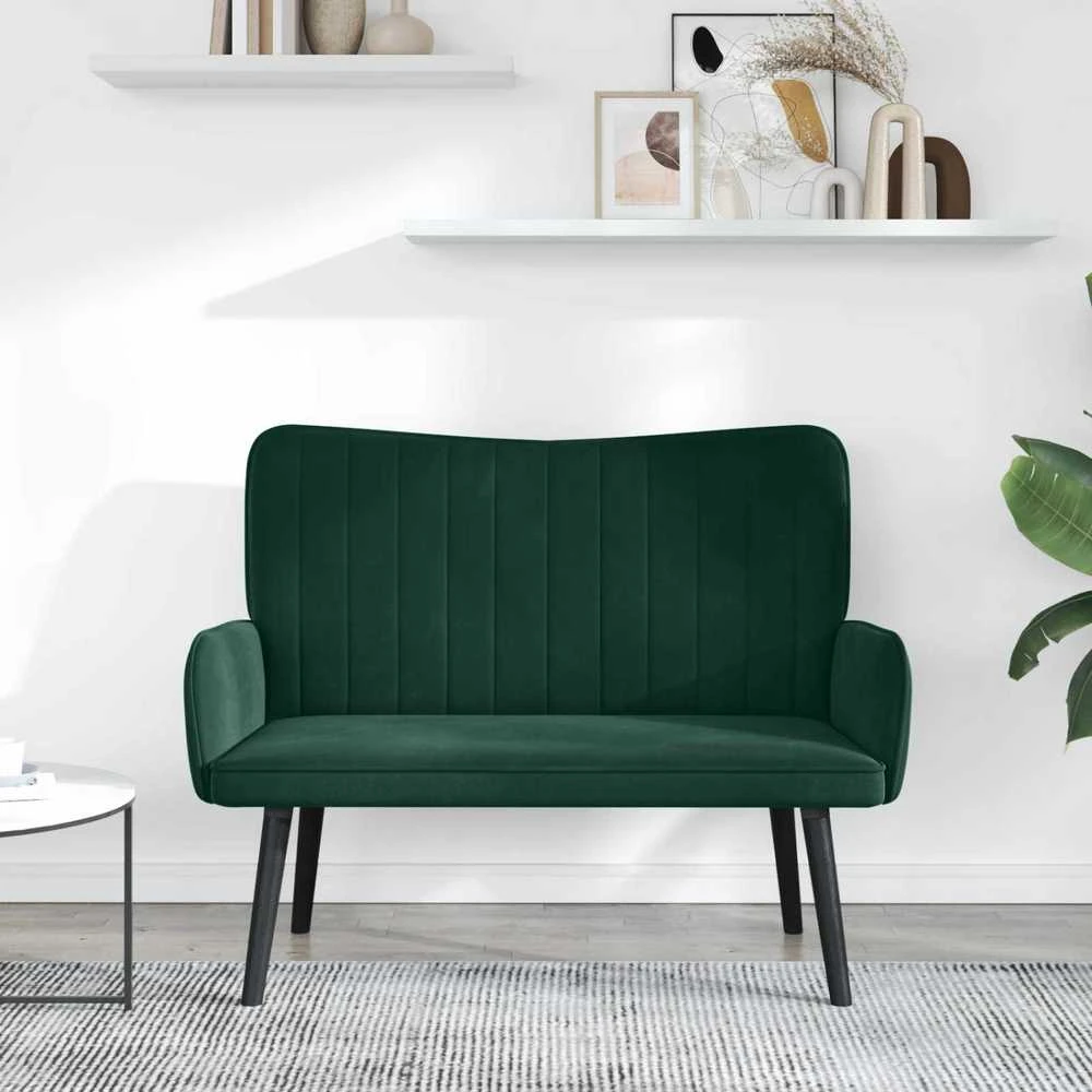 Dvitaškė sofa Tamsiai žalia 115 x 61 x 87 cm Aksomas