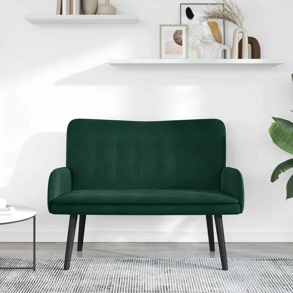 Dvitaškė sofa Tamsiai žalia 115 x 61 x 87 cm Aksomas
