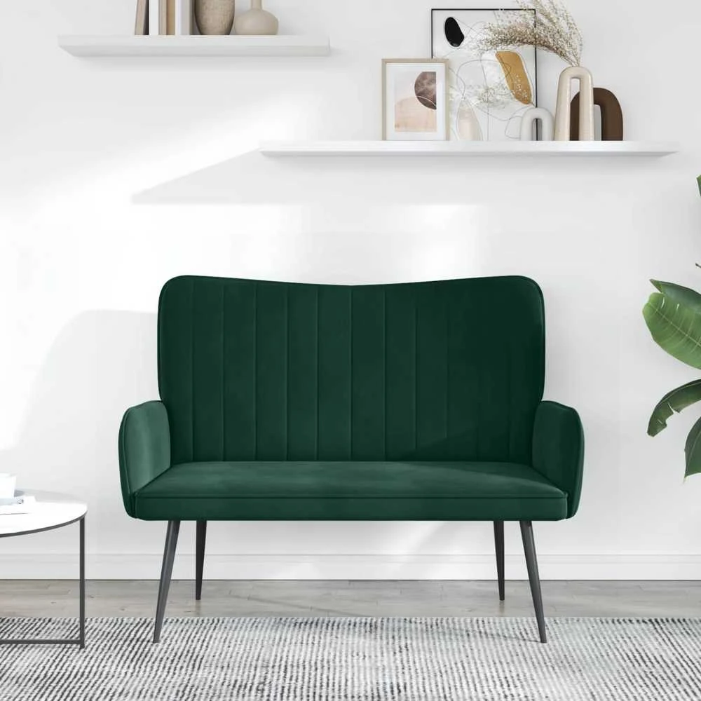 Dvitaškė sofa Tamsiai žalia 115 x 61 x 87 cm Aksomas