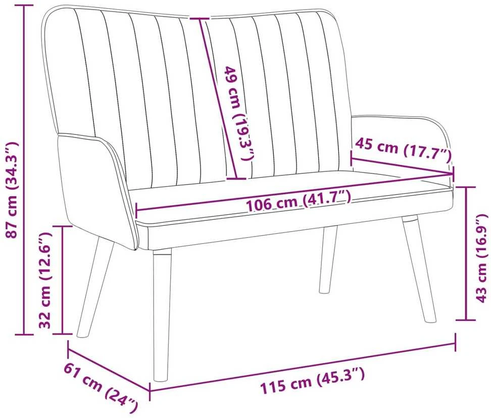 Dvitaškė sofa Turkio 115 x 61 x 87 cm Aksomas