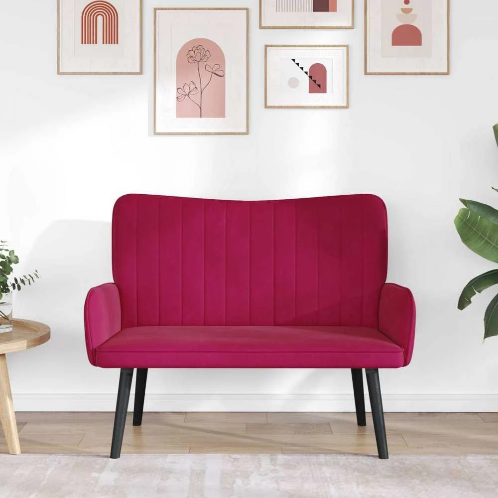 Dvitaškė sofa Vyno raudona 115 x 61 x 87 cm Aksomas
