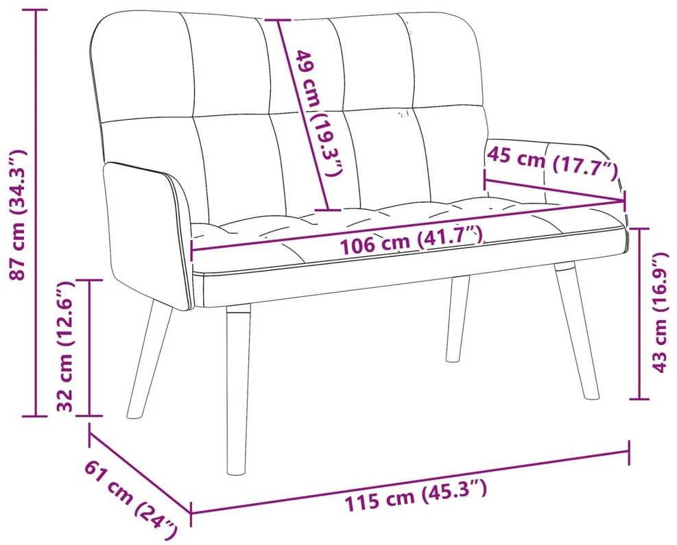Dvitaškė sofa Vyno raudona 115 x 61 x 87 cm Aksomas