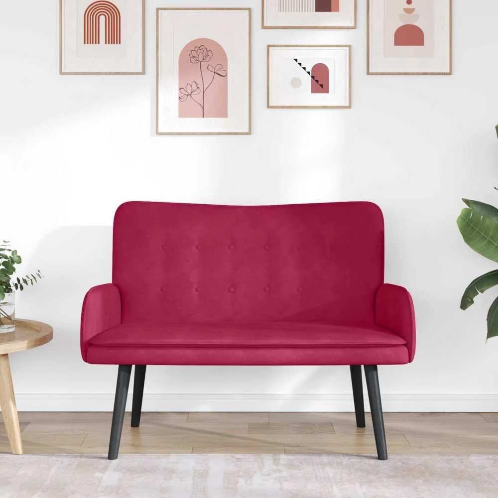 Dvitaškė sofa Vyno raudona 115 x 61 x 87 cm Aksomas