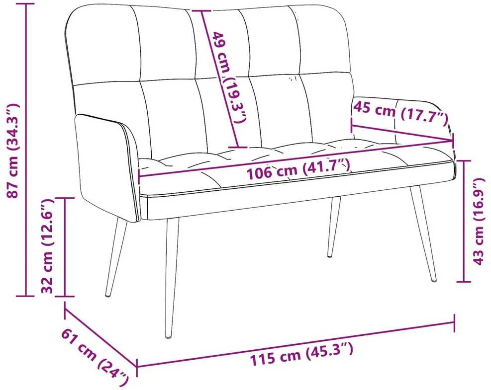 Dvitaškė sofa Vyno raudona 115 x 61 x 87 cm Audinys