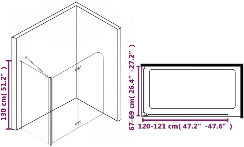 Dviguba sulankstoma dušo pertvara, 120x68x130cm, ESG