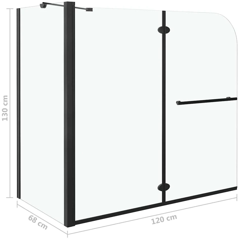 Dviguba sulankstoma dušo pertvara, juoda, 120x68x130cm, ESG