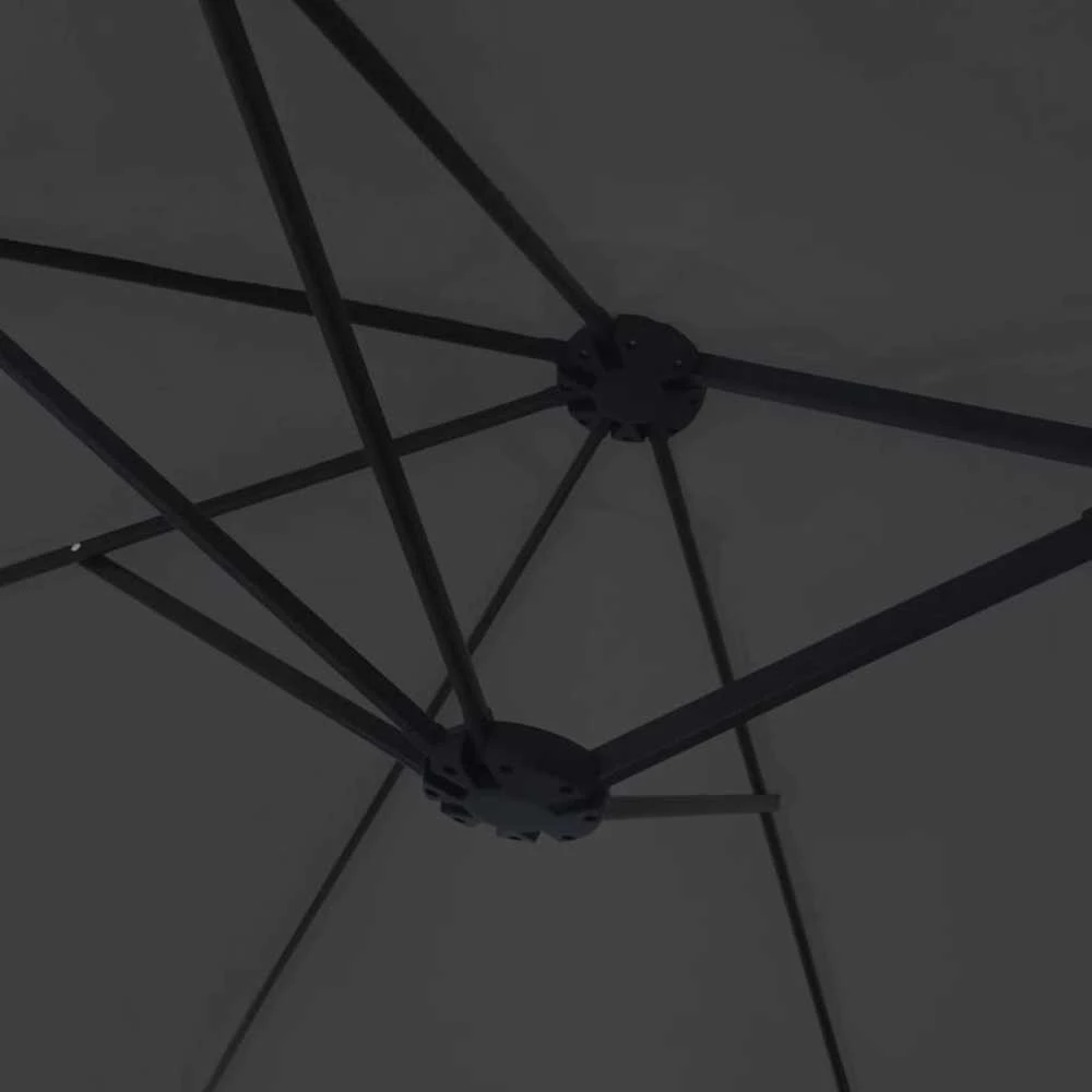 Dvigubas sodo skėtis nuo saulės su LED, juodas, 449x245cm