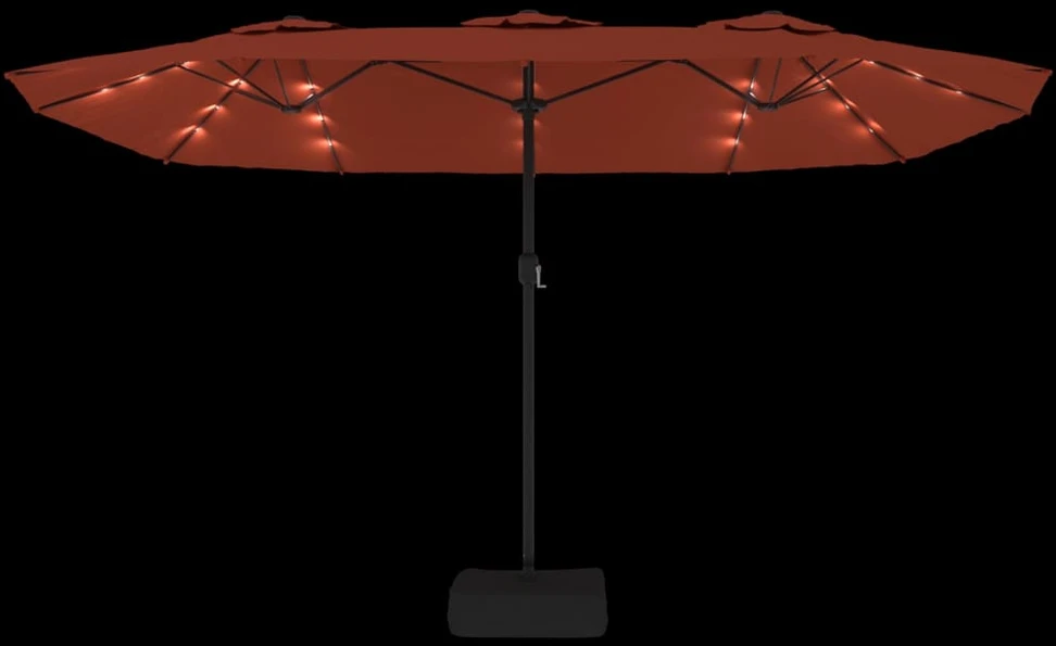 Dvigubas sodo skėtis nuo saulės su LED, terakota, 449x245cm