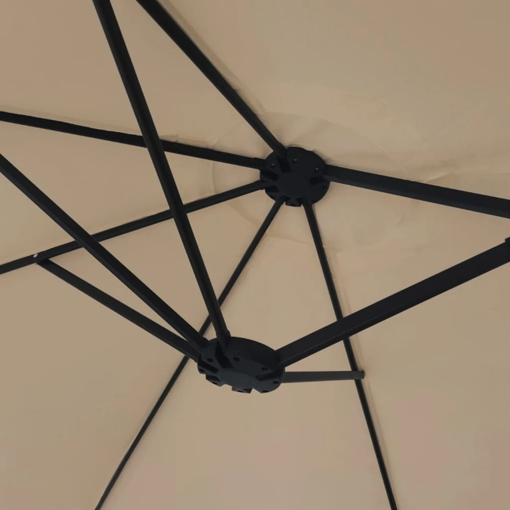 Dvigubas sodo skėtis nuo saulės su LED, taupe, 449x245cm